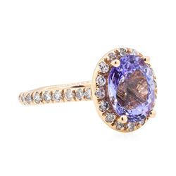 14KT Rose Gold 2.92 ctw Tanzanite and Diamond Ring