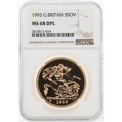 1993 Great Britain 5 Sovereign Gold Coin NGC MS68DPL