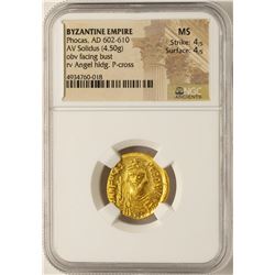 AD 602-610 Phocas Byzantine Empire Solidus Ancient Gold Coin NGC MS