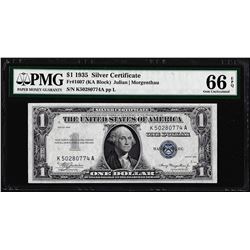 1935 $1 Silver Certificate Note Fr.1607 PMG Gem Uncirculated 66EPQ