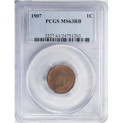 1907 Indian Head Cent Coin PCGS MS63RB