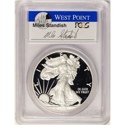 2015-W $1 Proof American Silver Eagle Coin PCGS PR70DCAM W/Miles Standish Signat