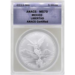 2011-Mo Mexico Libertad Silver Coin ANACS MS70