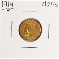 1914-D $2 1/2 Indian Head Quarter Eagle Gold Coin