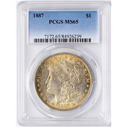 1887 $1 Morgan Silver Dollar Coin PCGS MS65