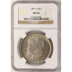 1891-O $1 Morgan Silver Dollar NGC MS64 Amazing Toning