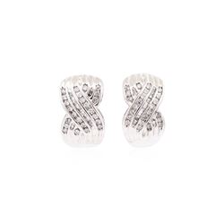 14KT White Gold 1.50 ctw Diamond J-Style Earrings