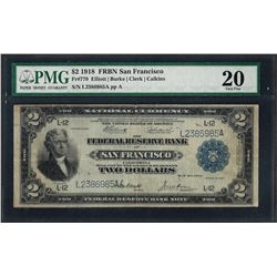 1918 $2 Battleship Federal Reserve Bank Note San Francisco Fr.779 PMG Very Fine