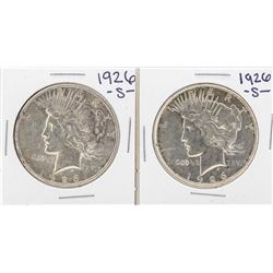 Lot of (2) 1926-S $1 Peace Silver Dollar Coins