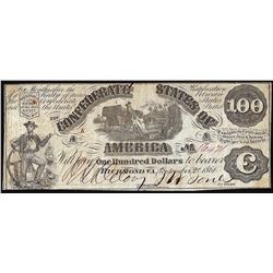 1861 $100 Confederate States of America Note