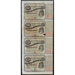 Uncut Sheet of (4) State of Louisiana Baby Bond Obsolete Notes