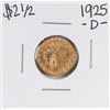 Image 1 : 1925-D $2 1/2 Indian Head Quarter Eagle Gold Coin
