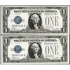 Image 1 : Lot of (2) Consecutive 1928A $1 Funnyback Silver Certificate Notes