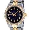 Image 1 : Rolex Mens Two Tone 14K Blue Vignette Pyramid Diamond Datejust Wristwatch