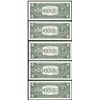 Image 2 : Lot of (5) Consecutive 1963B $1 Federal Reserve BARR STAR Notes