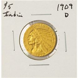 1909-D $5 Indian Head Half Eagle Gold Coin