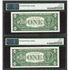 Image 2 : (2) Consecutive 1957B $1 Silver Certificate STAR Notes PMG Gem Uncirculated 66EP