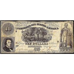 1861 $10 Confederate States of America Note