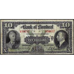 1938 $10 Bank of Montreal Note