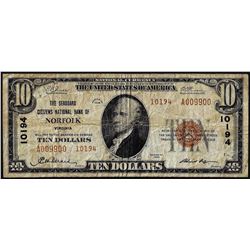 1929 $10 Seaboard Citizens NB Norfolk, VA CH# 10194 National Currency Note