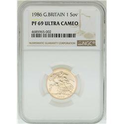 1986 Great Britain Sovereign Gold Coin NGC PF69 Ultra Cameo