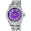 Image 1 : Rolex Ladies Stainless Steel Quickset Purple String Diamond Datejust Wristwatch