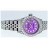 Image 2 : Rolex Ladies Stainless Steel Quickset Purple String Diamond Datejust Wristwatch