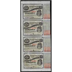Uncut Sheet of (4) State of Louisiana Baby Bond Obsolete Notes
