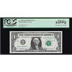 1969B $1 Federal Reserve Note Mismatched Serial Number ERROR PCGS Choice New 63P