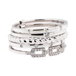 14KT White Gold 0.20 ctw Diamond Stackable Band