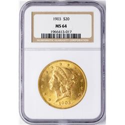 1903 $20 Liberty Head Double Eagle Gold Coin NGC MS64