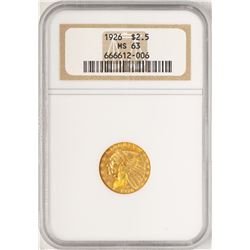 1926 $2 1/2 Indian Head Quarter Eagle Gold Coin NGC MS63