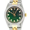 Image 1 : Rolex Men's Two Tone Green Vignette String Diamond 36MM Datejust Wristwatch