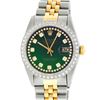 Image 2 : Rolex Men's Two Tone Green Vignette String Diamond 36MM Datejust Wristwatch