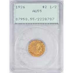 1926 $2 1/2 Indian Head Quarter Eagle Gold Coin PCGS AU55 Old Green Rattler