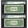 Image 2 : Lot of (2) Consec. 1957 $1 Silver Certificate Notes PMG Superb Gem Unc 68PPQ