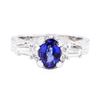 Image 2 : 18KT White Gold 1.36 ctw Sapphire and Diamond Ring