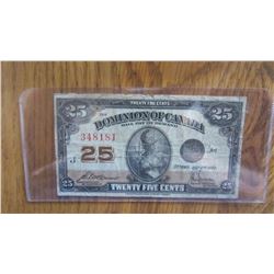 1923 Canada 25 Cent Bank Note