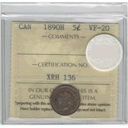 1890-H Canada 5 Cent