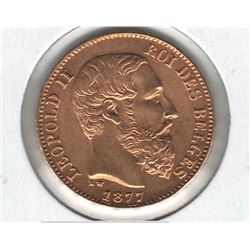 1877 Belgium 20 Franc Gold