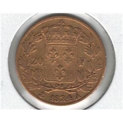1824-A France 20 Franc Gold