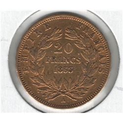 1853-A France 20 Franc Gold