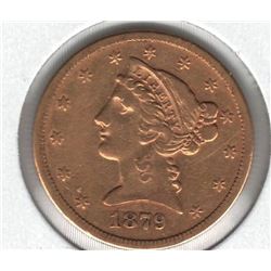 1879-S USA $5 Gold