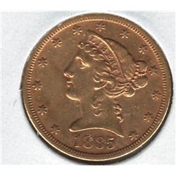 1885-S USA $5 Gold