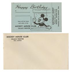 Mickey Mouse Club Member Birthday Ticket.