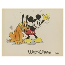 Mickey Mouse & Pluto Hand-Colored Studio Fan Card.