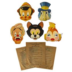 Set of (5) Gillette Pinocchio Masks in Original Bags.