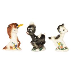 Set of (3) Vernon Kilns Unicorn & Pegasus Figurines.