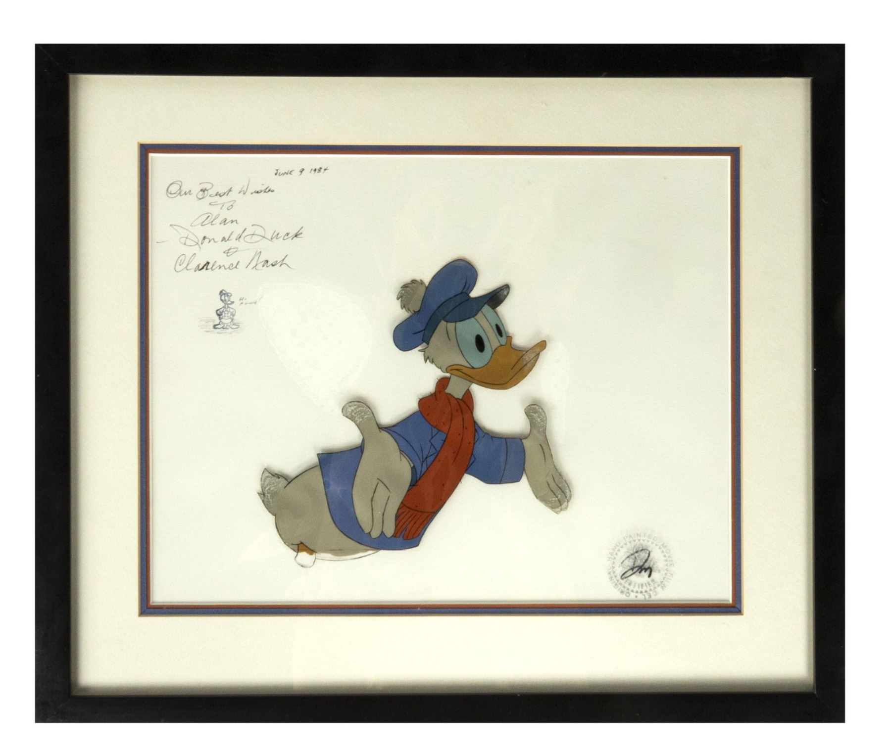 Clarence Nash Signed Donald Duck Cel Van Eaton Galleries clarence-nash-signed-donald-duck-cel-van-eaton-galleries