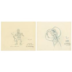 Pair of Original Melody Time Drawings by Edwin Aardal.